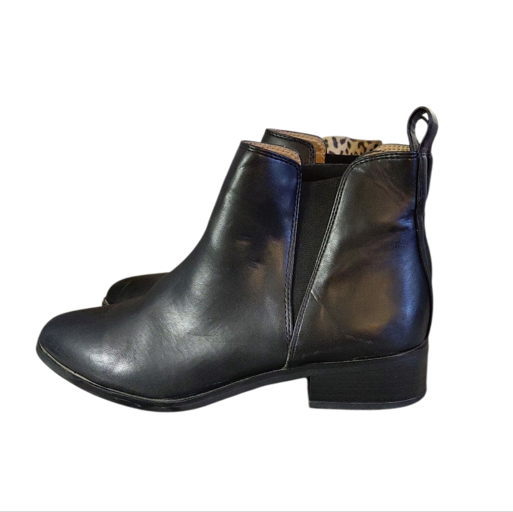 J Crew Fallon Black Leather Ankle Boots Women's Size 7 Black Booties - Picture 4 of 11